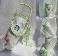 Starbucks Floral Print Stainless Steel Tumbler with Silk Scarf & Chain Strap 💚🫶🏻😭