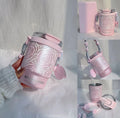 Starbucks China Exclusive Pink "Wanhua Meijing" Stainless Steel Tumbler with Dual-Drinking Lid & Pink Woven Strap