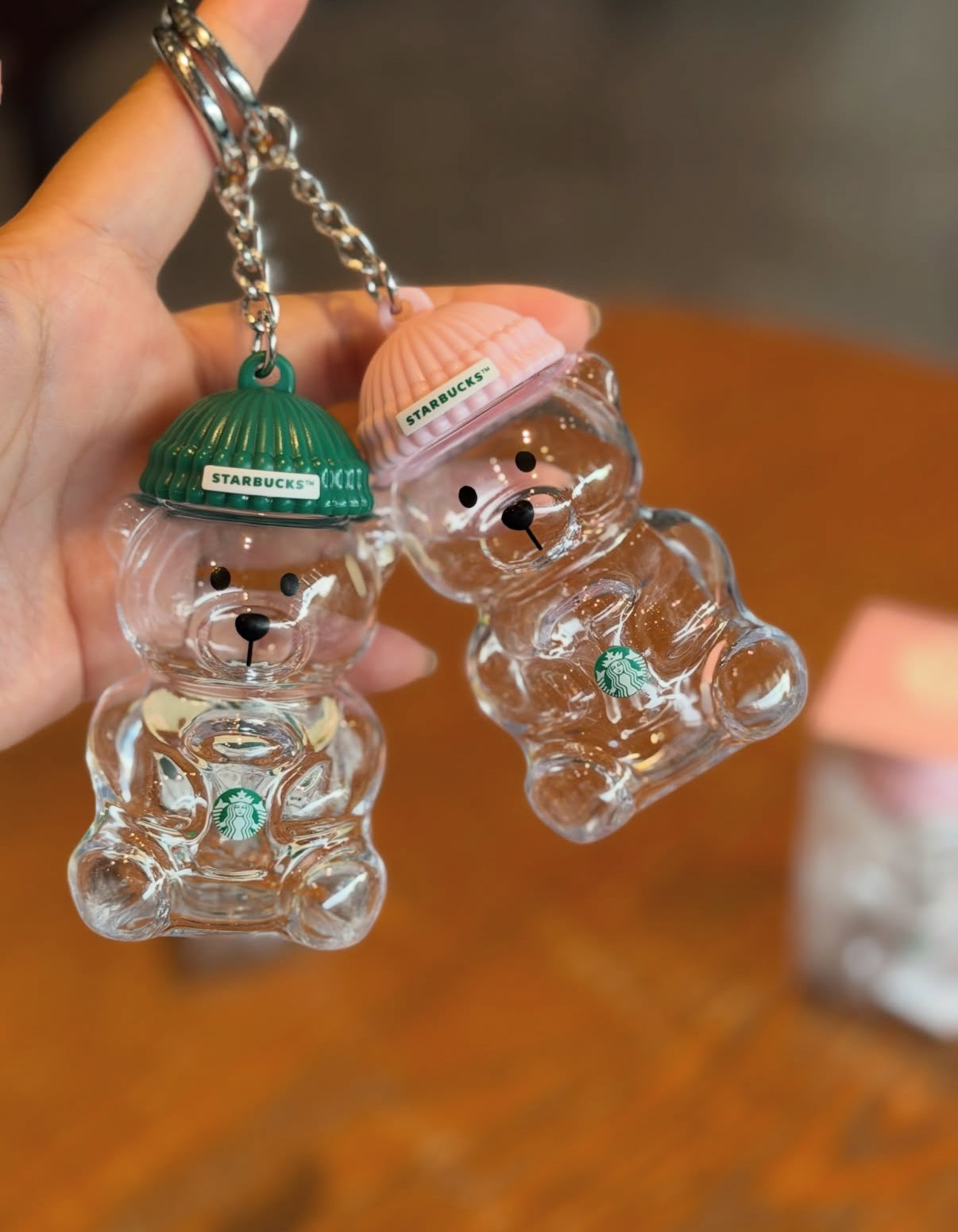 Starbucks Bearista Bear Keychain (Korea release) fillable keychains 🩷💚🧸