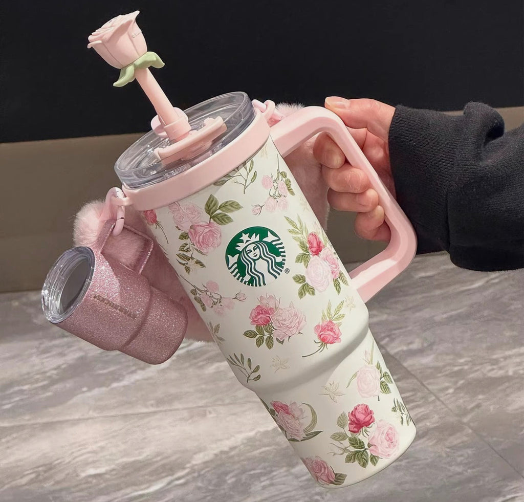 Starbucks China Exclusive Tumbler with Mini Espresso Cup & Fluffy Sling💖🌸