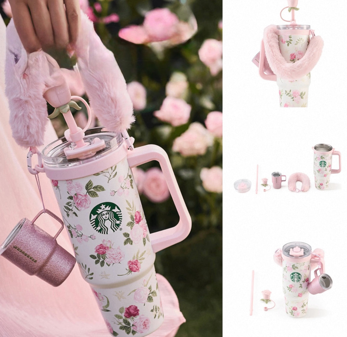 Starbucks China Exclusive Tumbler with Mini Espresso Cup & Fluffy Sling💖🌸