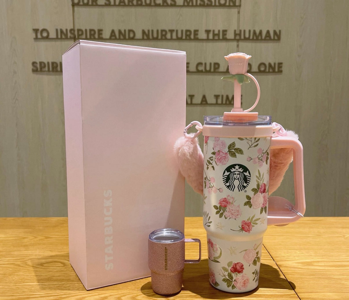 Starbucks China Exclusive Tumbler with Mini Espresso Cup & Fluffy Sling💖🌸