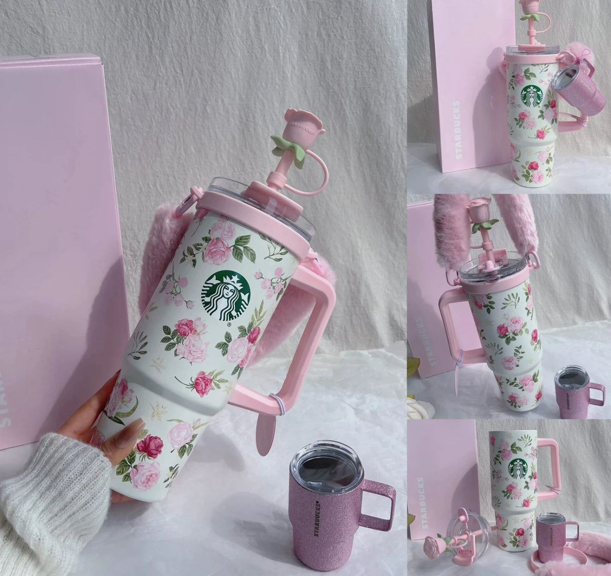 Starbucks China Exclusive Tumbler with Mini Espresso Cup & Fluffy Sling💖🌸