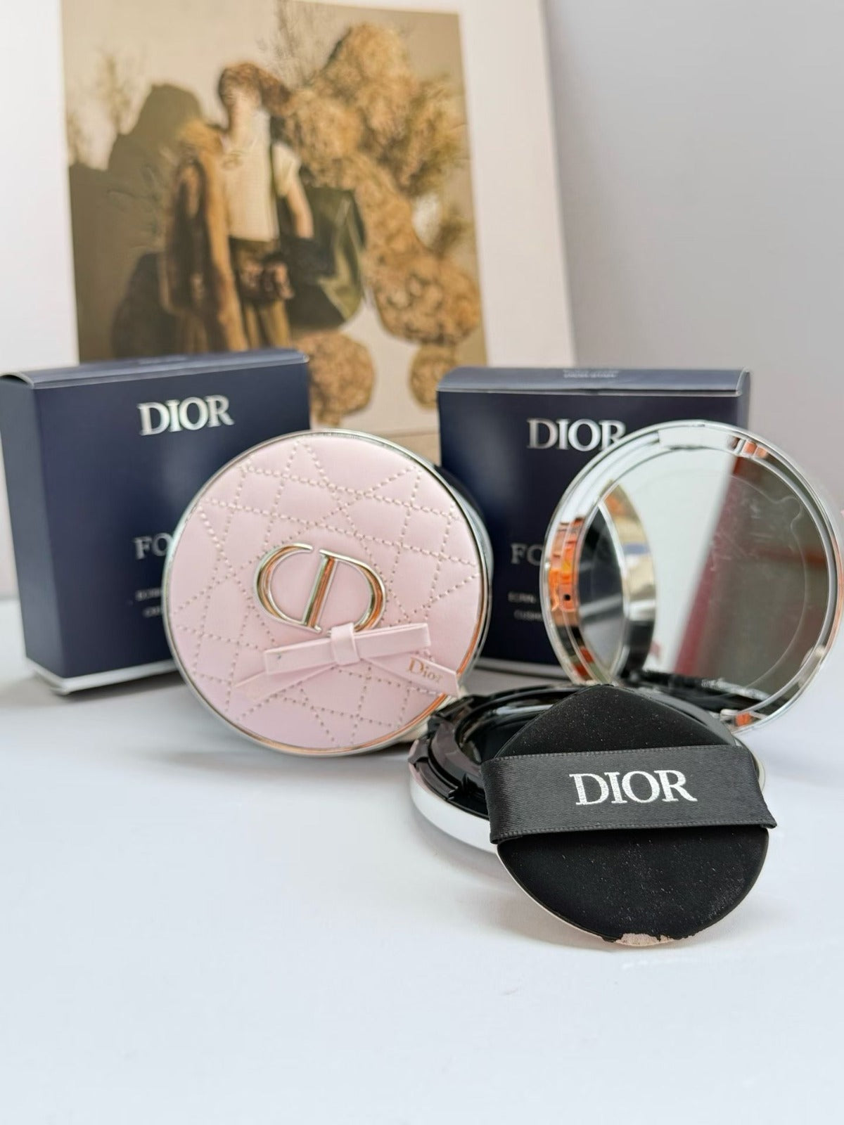 Dior Forever Cushion Case (Limited Edition Pink Bow / Pink Cannage Edition) + Foundation Refill